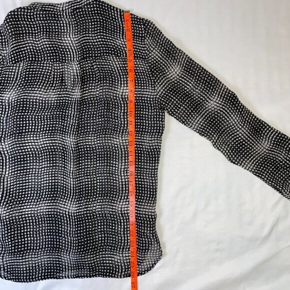 Diane von Furstenberg Silk Blouse Harlow Optic Black White Long Sleeves Size 6 - Picture 10 of 15